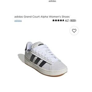 NWT Women's Adidas Grand Court Alpha Crystal White Black Size 8